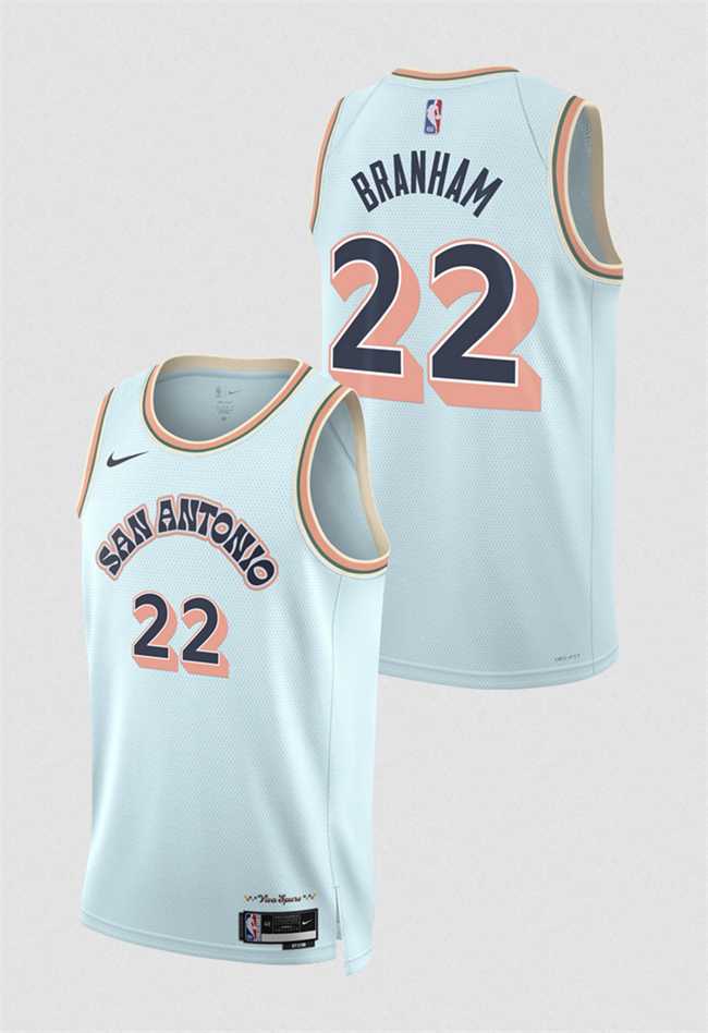 Mens San Antonio Spurs #22 Malaki Branham Light Blue 2024-25 City Edition Stitched Jersey Dzhi